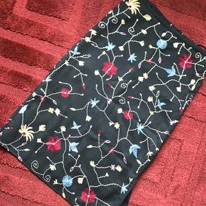 Vintage Floral Embroidered Wool Maxi Skirt